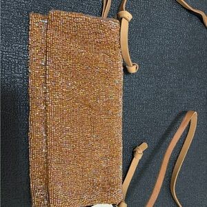 NWT Free people bronze shimmer bead purse bag